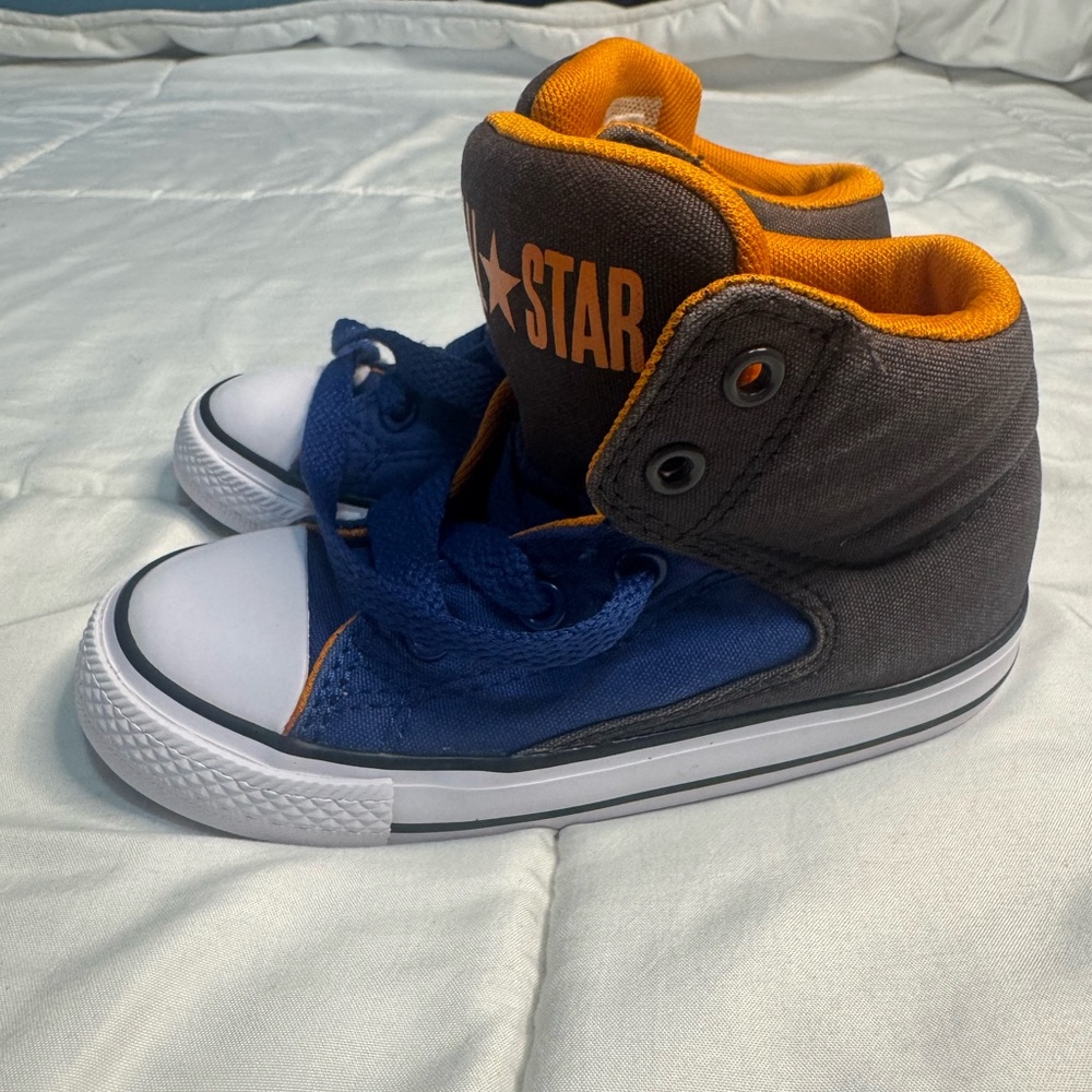 Converse Kids High-Top Sneakers in Navy, Gray & Orange